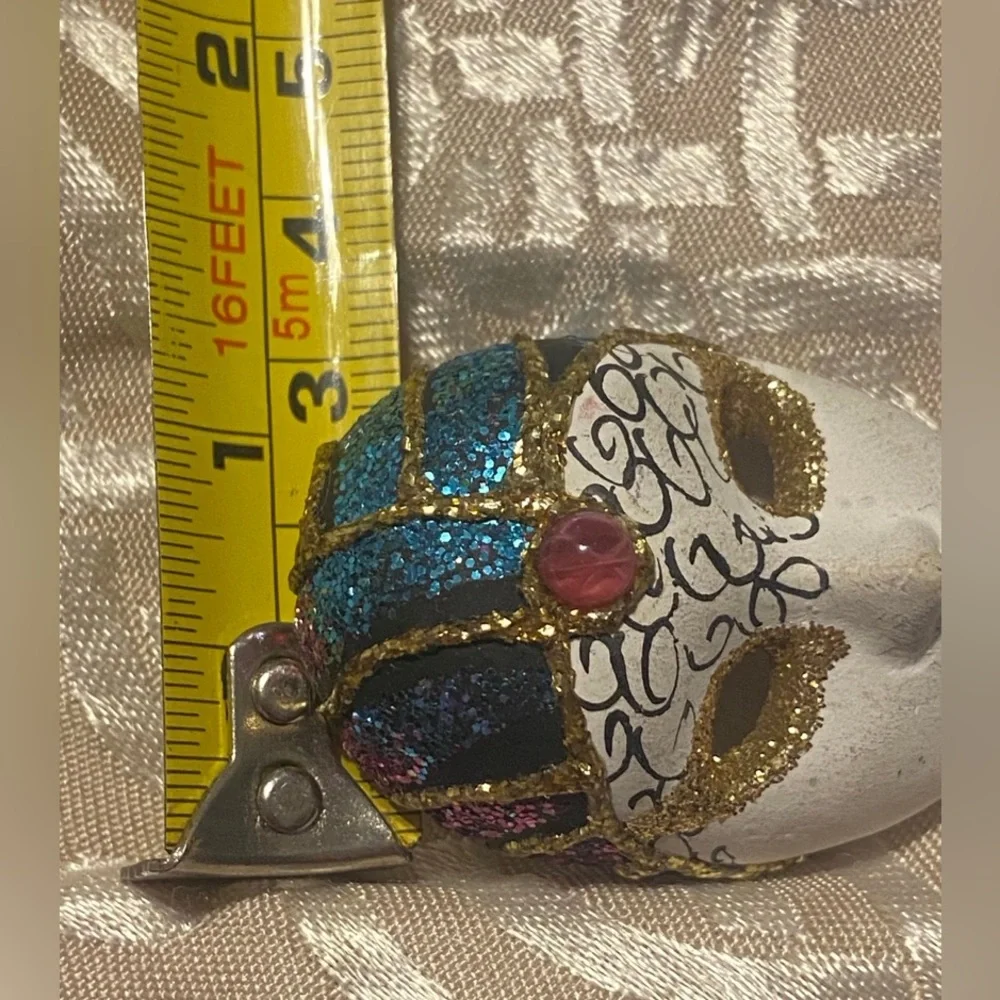 Pink Star Sapphire Glass Ceramic Masquerade Mask Brooch #7062 💋 SALE